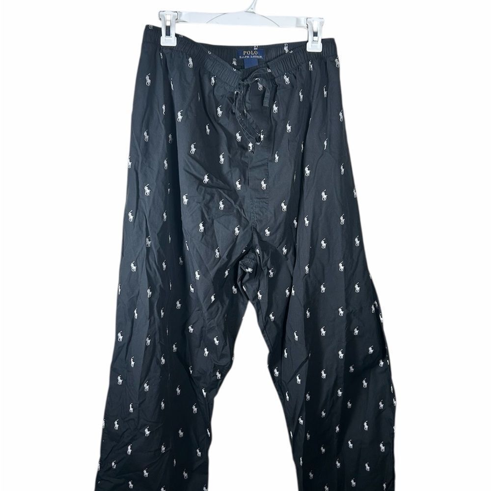 Polo by Ralph Lauren Black Joggers with White Logo Pattern